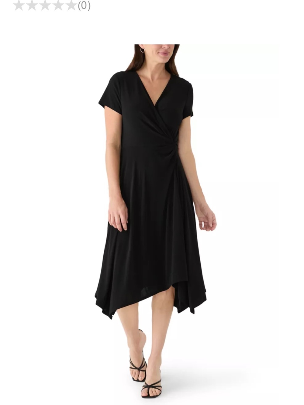 Black V-Neck Short Sleeve Midi Dress